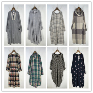 复古着vintage日韩精品学院风甜美系格子条纹波点长袖 连衣裙L4401