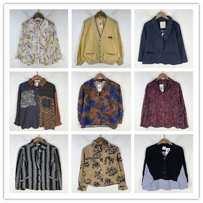 复古着vintage外贸尖货民族风森女系条纹印绣花卉棉麻布衬衫V2062