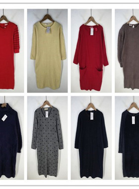 复古着vintage日韩原单学院风甜美系纯色休闲百搭兔毛连衣裙L9101