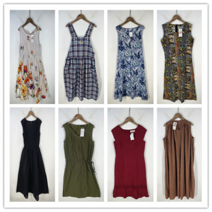 复古着vintage日韩精品民族风森女系纯色印碎花卉棉布连衣裙P4802