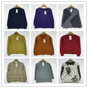 复古着vintage外贸精品学院风森女系纯色印绣花卉套头纯毛衣M0961