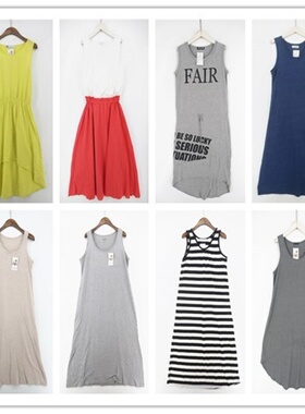 复古着vintage日韩原单学院风甜美系纯色条纹夏季棉质连衣裙R4301