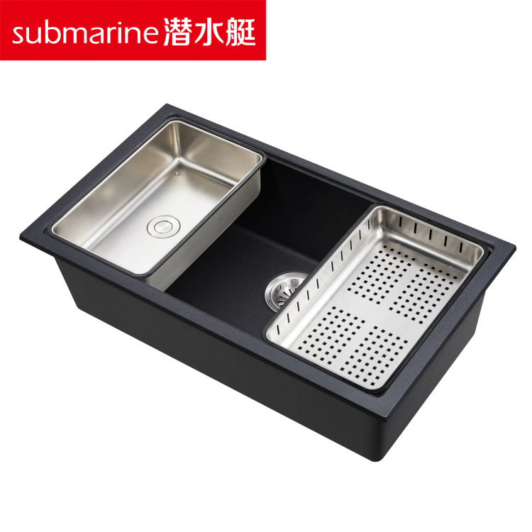 潜水艇SYP-XD7642B石英石大单盆水槽 坚硬耐磨抗污易洁抗酸耐腐