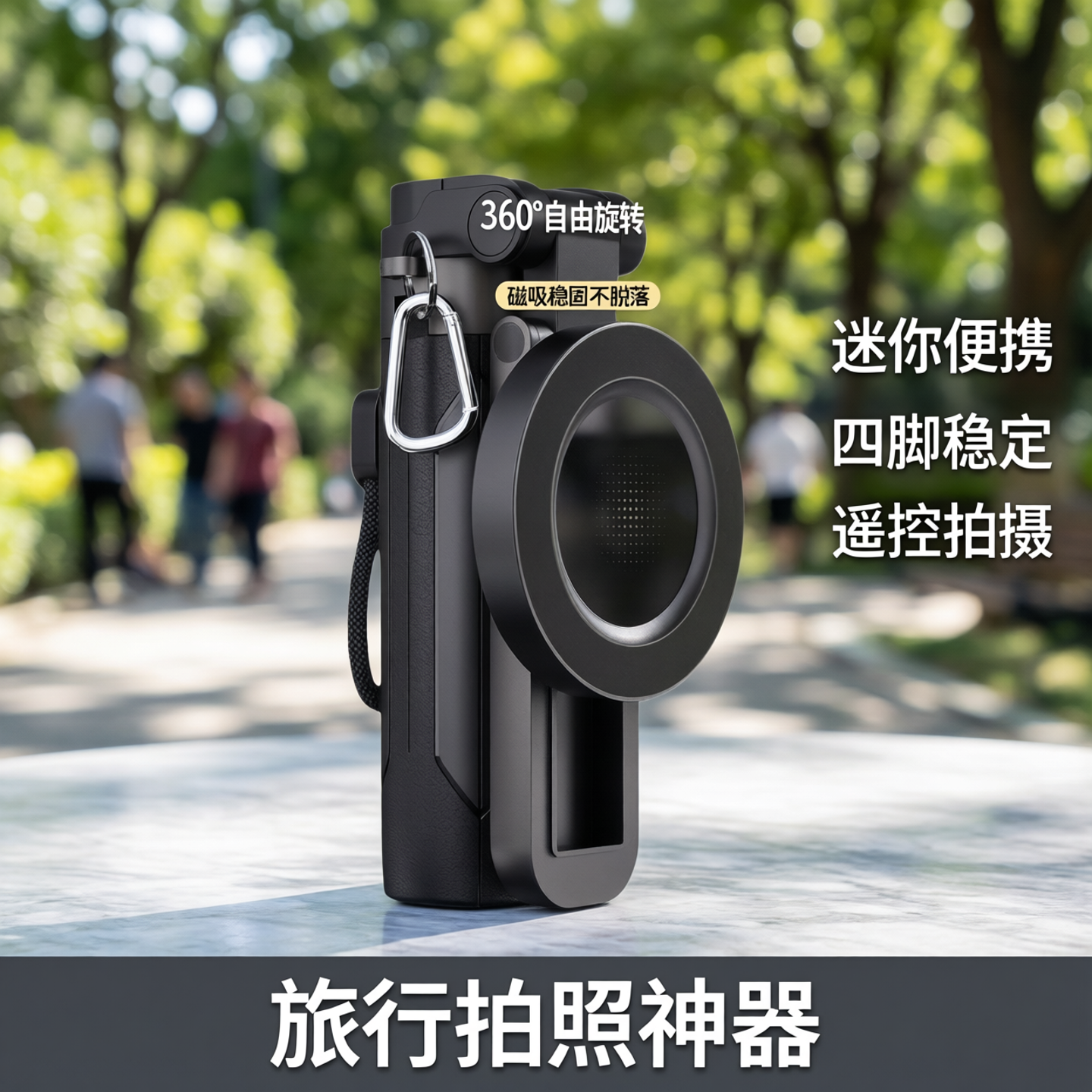 迷你磁吸自拍杆360度旋转带遥控手机架旅游便携四脚架拍照神器