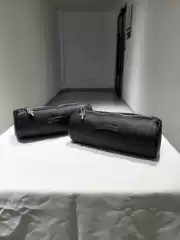 Dark Streetwear Distressed Metal Badge Textured PU Leather Soft Pencil Case Glasses Case Makeup Bag