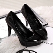 高跟鞋 工作皮鞋 女10cm漫展百搭防水台圆头大码 粗跟细跟COS单鞋