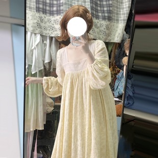 特大码胖MM温柔浪漫睡裙蕾丝碎花法式春秋长袖连衣裙外穿长款睡衣