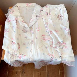 特大码胖MM睡衣女夏季短袖短裤夏天薄款可爱甜美家居服套装