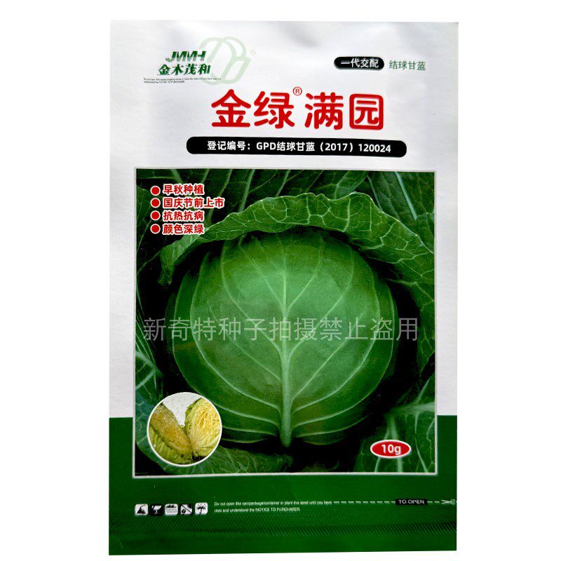 金绿满园绿甘蓝种子圆白菜早熟春秋甘蓝抗裂卷心菜包菜抗病黄心