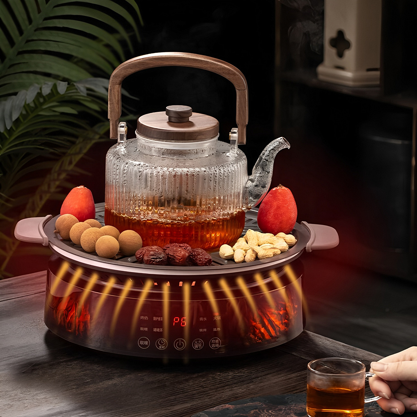 围炉煮茶烤火炉套装2025新款家用室内无烟电陶炉煮茶器玻璃养生壶