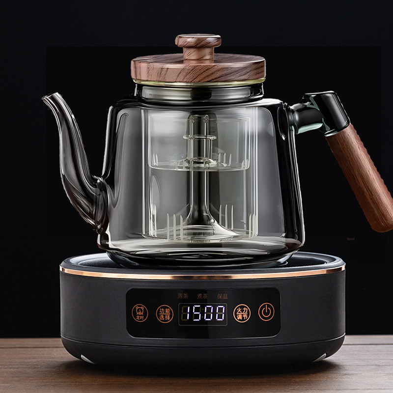 2026新款蒸煮一体玻璃茶壶大容量烧水泡茶喷淋式电陶炉煮茶器套装