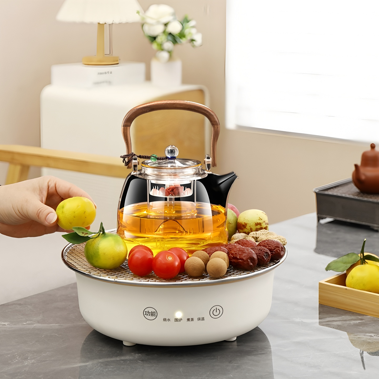 围炉煮茶烤火炉套装2025新款煮茶器全套电陶炉室内无烟养生煮茶炉