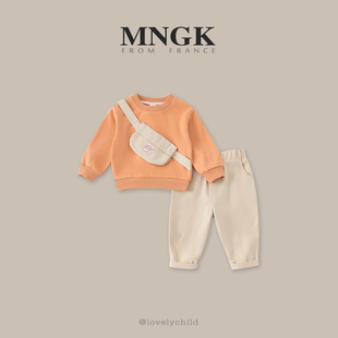 MNGK男小童春装 2023韩版 套装 法国 休闲卫衣新款 两件套宝宝帅气潮