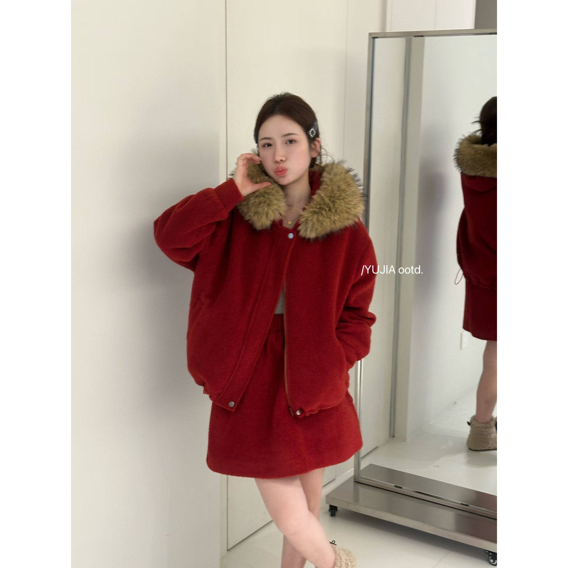 高端欧货冬季高级感毛领连帽拉链加厚羽绒卫衣松紧腰短裙套装女,女装/女士精品,时尚套装,淘宝优惠券,粉丝福利购,淘宝优惠卷