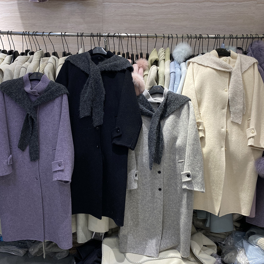 韩系时尚羊绒大衣女中长款立领配披肩慵懒高级感羊毛外套