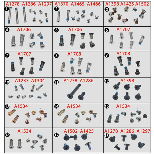 Macbook proA1502 A1398 底壳螺丝A1278 A1286 A1466 A1465 A1706