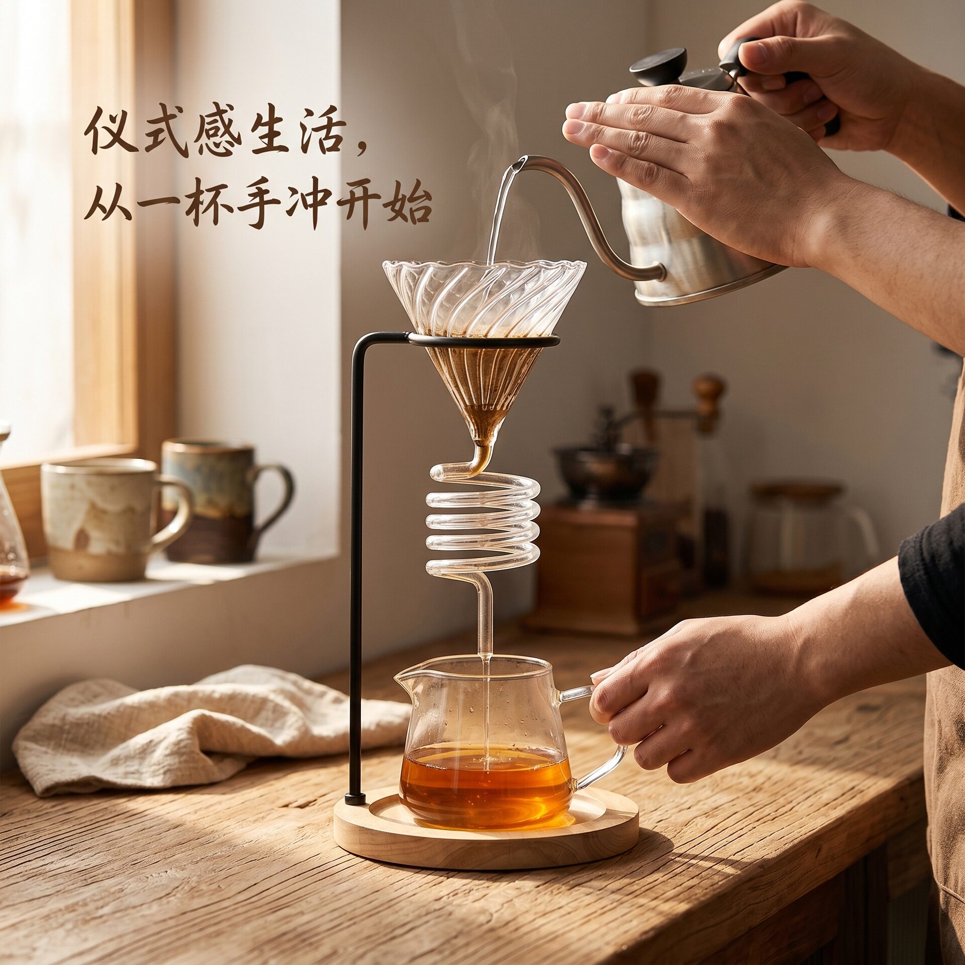 新款玻璃咖啡蛇管过滤冲杯 咖啡支架玻璃滤杯咖啡壶套装滤咖啡壶