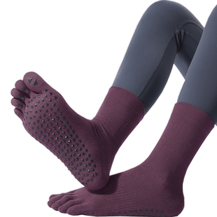 五指瑜伽袜子专业瑜伽袜女健身舞蹈中筒防滑空中普拉提分趾高筒款