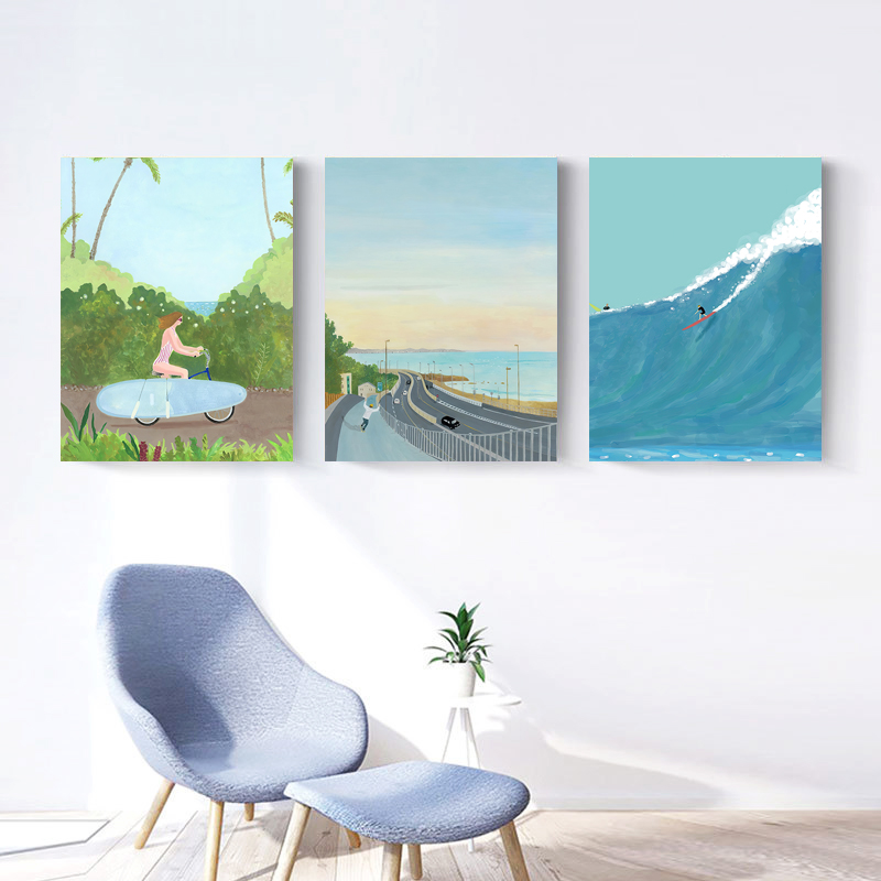 北欧小清新冲浪海景装饰画