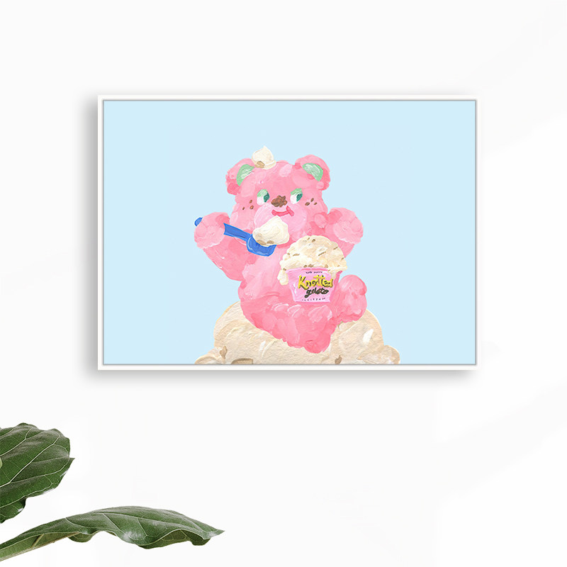 粉红色少女心奶油小熊电表箱装饰画 上翻ins风电闸配电箱遮挡挂画,家居饰品,现代装饰画,淘宝优惠券,粉丝福利购,淘宝优惠卷