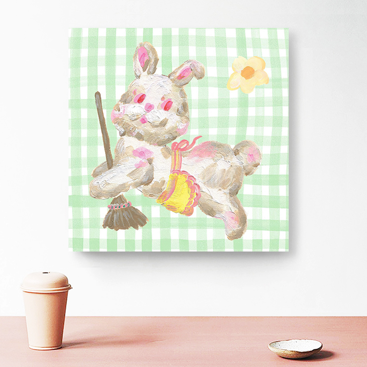 可爱奶油兔子小熊鹿装饰画 甜品店网红餐厅幼儿园儿童房ins风挂画图片