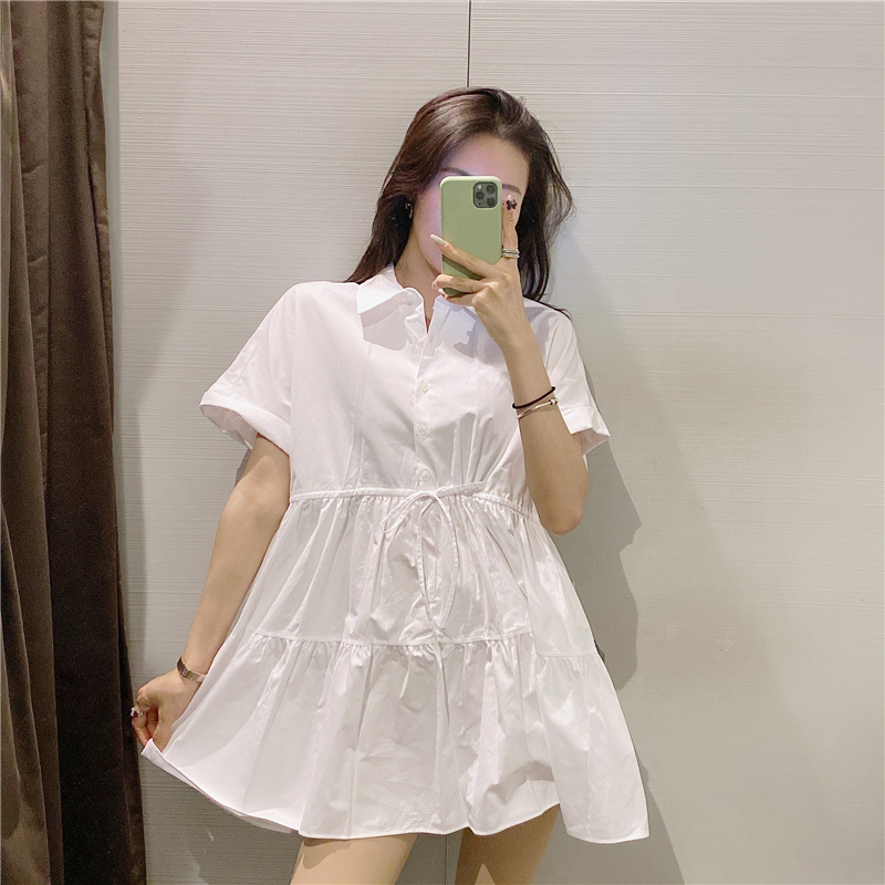 za女装洋气宽松蝴蝶结连衣裙