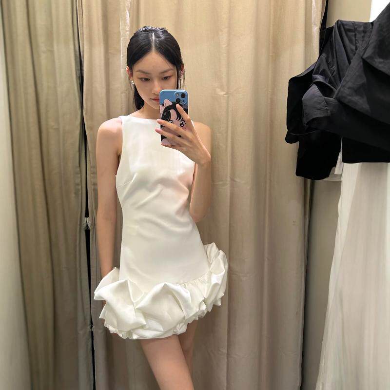 2024新品秋季 ZA女装潮流甜美无袖吊带短款花苞裙连衣裙 8453777