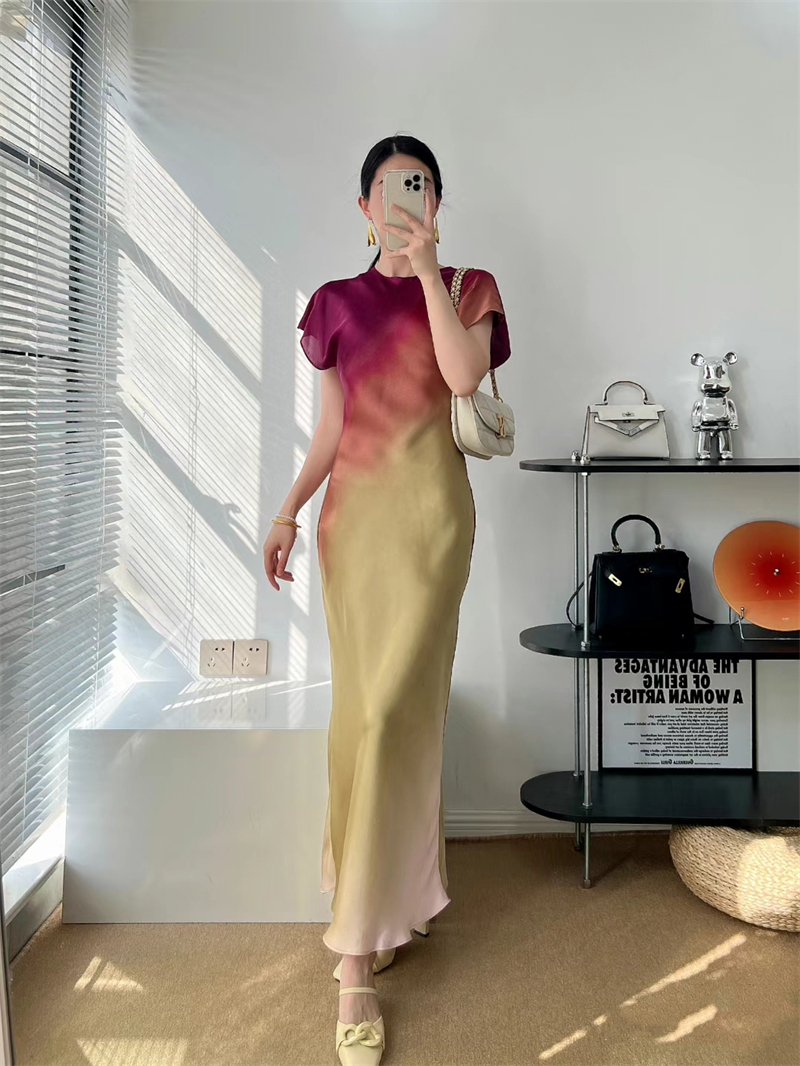 ZA女装新款 气质扎染印花晚礼服修身长款收腰连衣裙 2737131 330