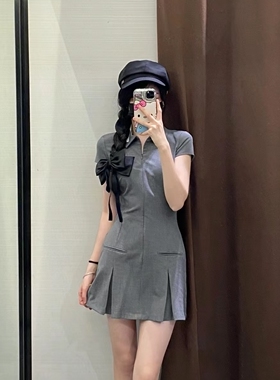 2024新品女式 修身显瘦气质高级感短袖迷你西装连衣裙春季83423