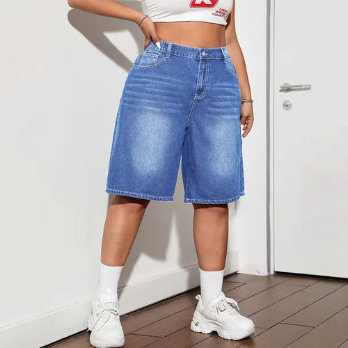 欧美夏季新款大码牛仔裤女 plus size jeans women trouser half
