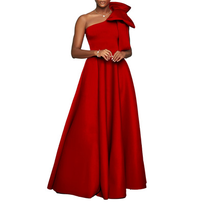 性感长礼服非洲连衣裙 One-shoulder plus-size evening dress