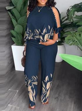 plus size suits for women print two pieces sets new big size