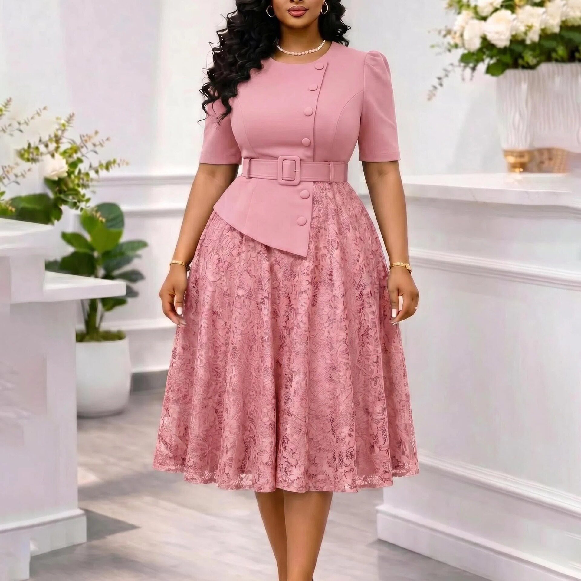 欧美风女装连衣裙大码非洲职业衣服裙子 African female OL dress