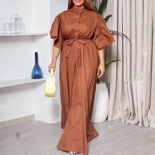 Waist-cinching loose maxi dress for women plus size dresses