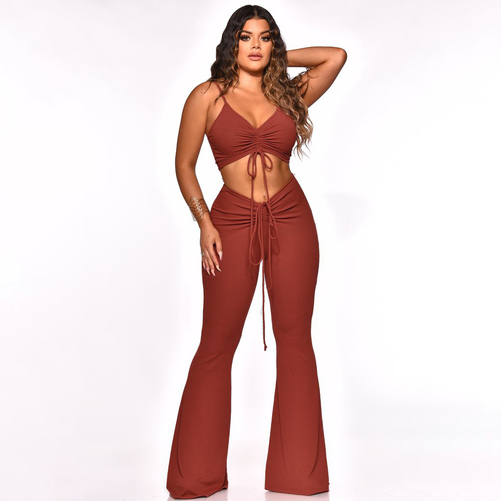 Women Two 2 Piece Outfit Set Tank Tops and long pants summer