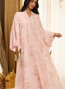 外贸名族风长裙中东连衣裙亮片长袍大码女装跨新款裙 women dress