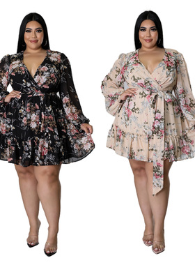 big size dress for women print plus size lady dress 4xl new