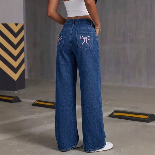 大码牛仔裤阔腿牛仔裤女裤 women jeans plus size trouser pants