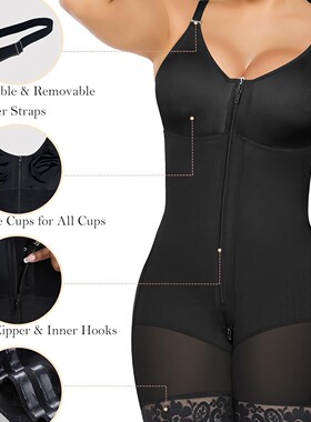 大码新款连体衣前拉链款 shapewear tummy control plus size 3XL