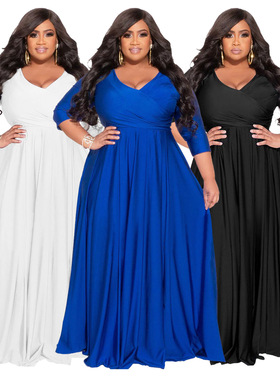 Plus size women's clothing big size long Dress fat lady 4xl