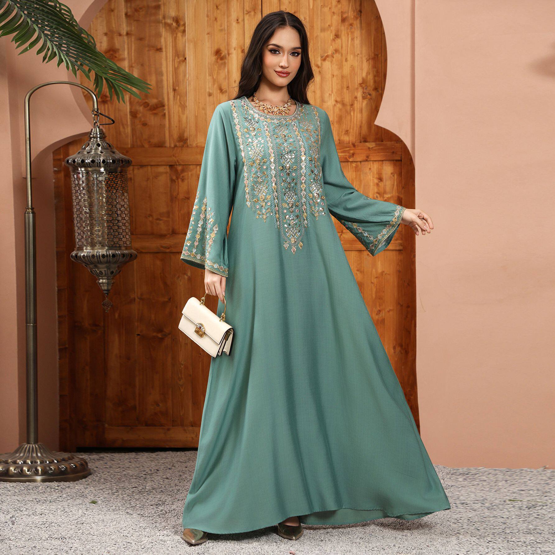 women dress long maxi print dress party dress 名族风长裙大码