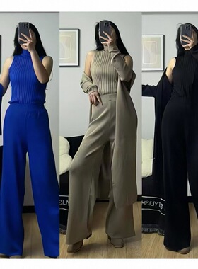 autumn suits 3 pieces clothes long coat sets 欧美风套装秋冬