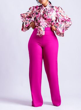 New arrived 2-piece women print top trousers women's OL suit