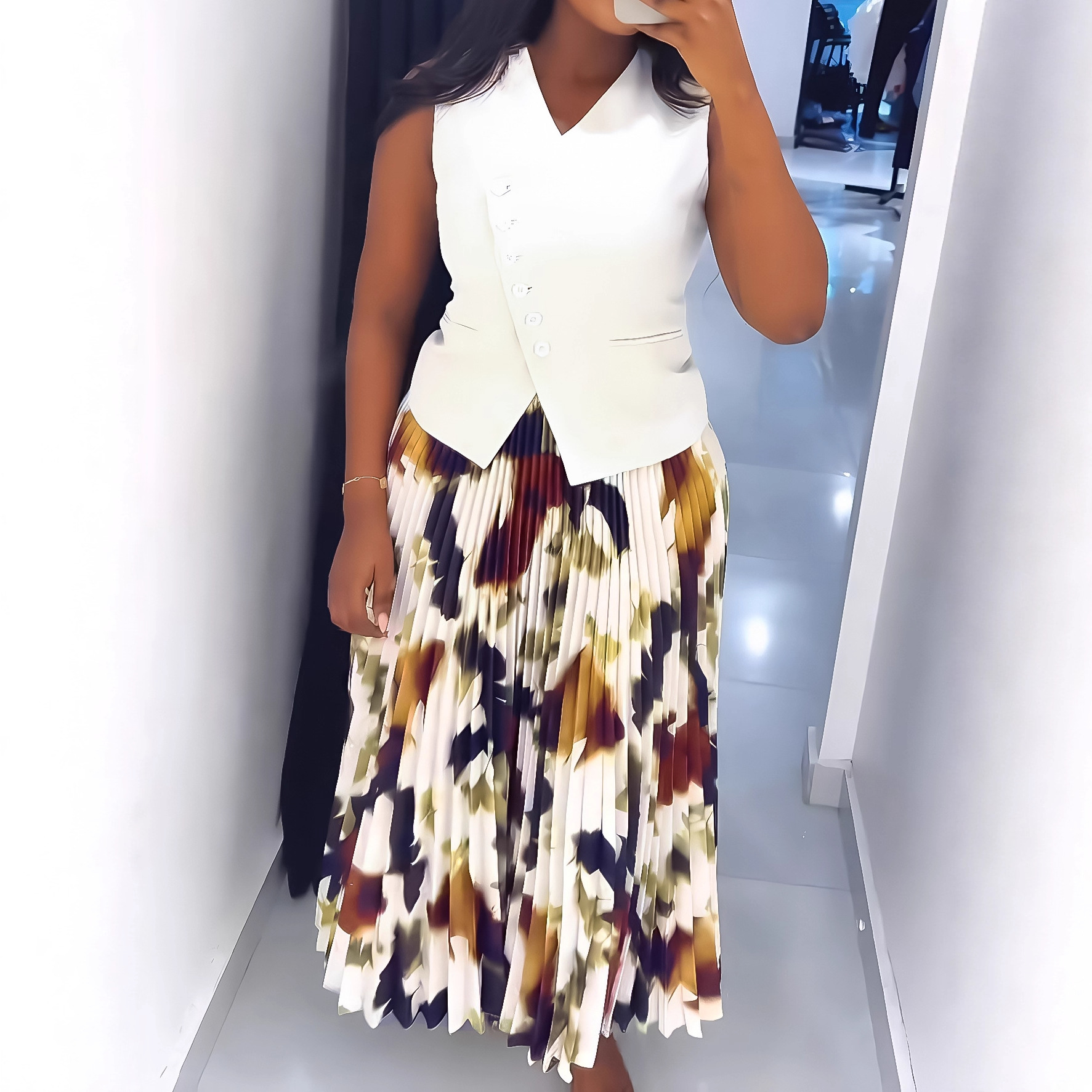 跨境欧美女休闲马甲上衣半身裙两件套 women dress 2 piece sets