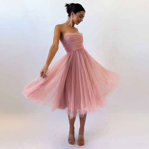 跨境新品抹胸连衣裙生日派对礼服 sexy party dress new fashion