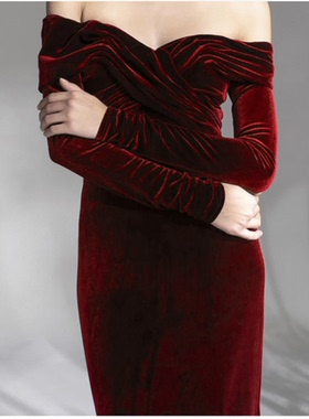 Women Elegant Dress Long Sleeve Evening Party Dress new red