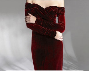 Women Elegant Dress Long Sleeve Evening Party Dress new red