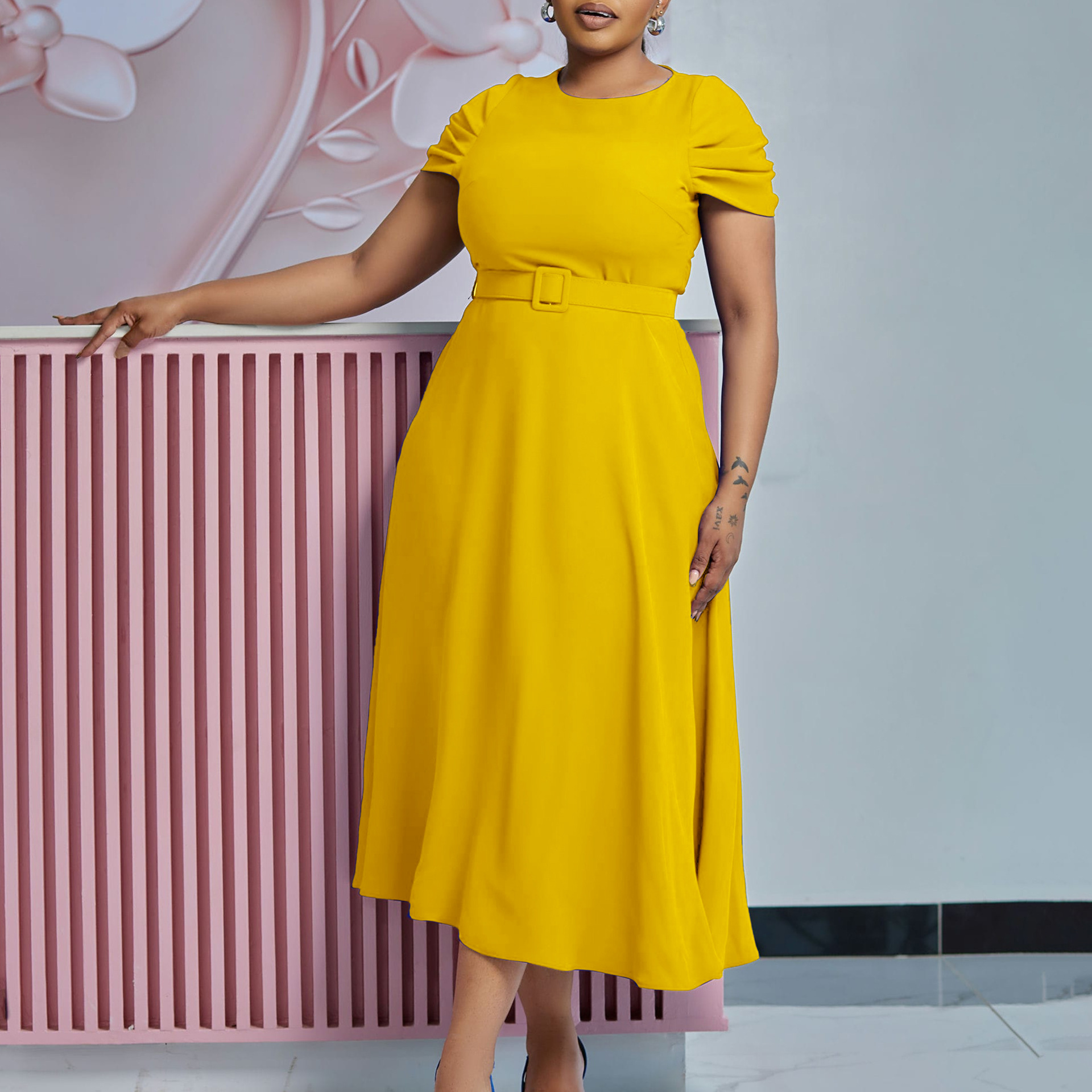 欧美风时尚纯色时尚不规则裙