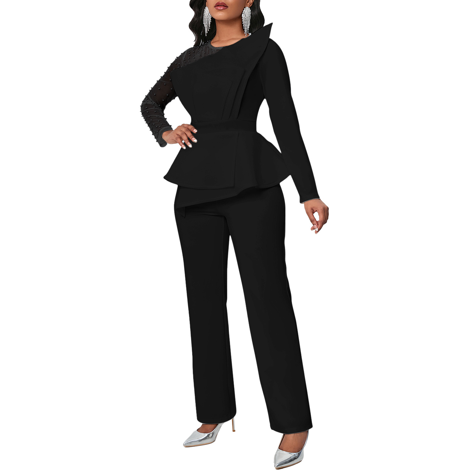 欧美风时尚纯色长款休闲大码