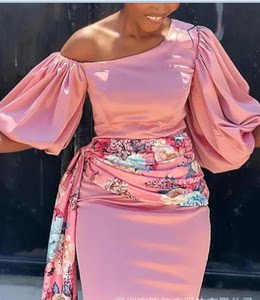 African women dress pink big size Vestido fat Women Dress 3x